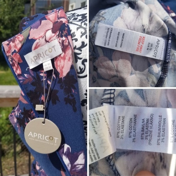 NWT Apricot Blue Floral Sleeveless Dress - Picture 7 of 8